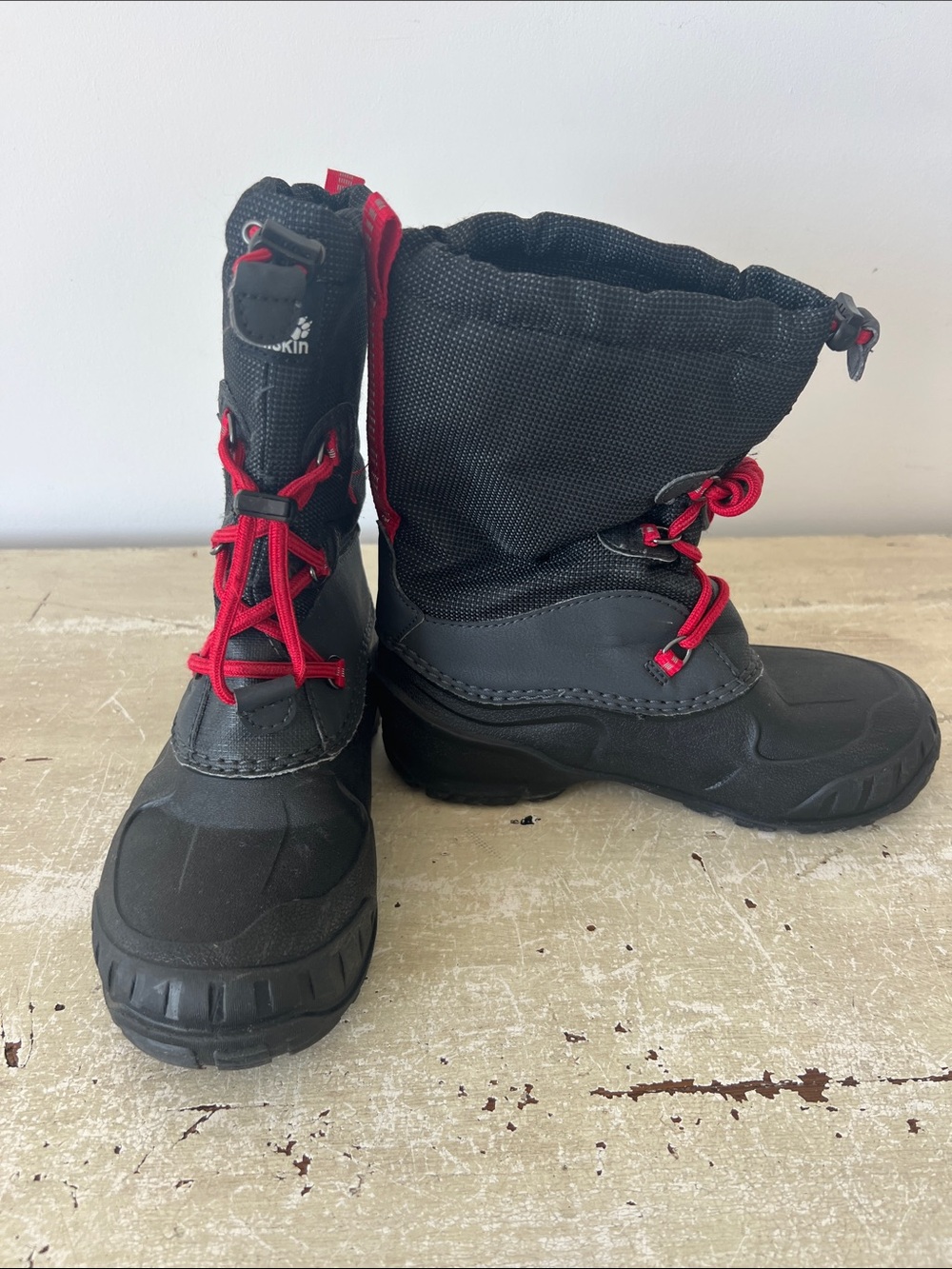 Jack Wolfskin Kids Waterproof Winter Snow Boots Black Red Size US 3 EU 34
